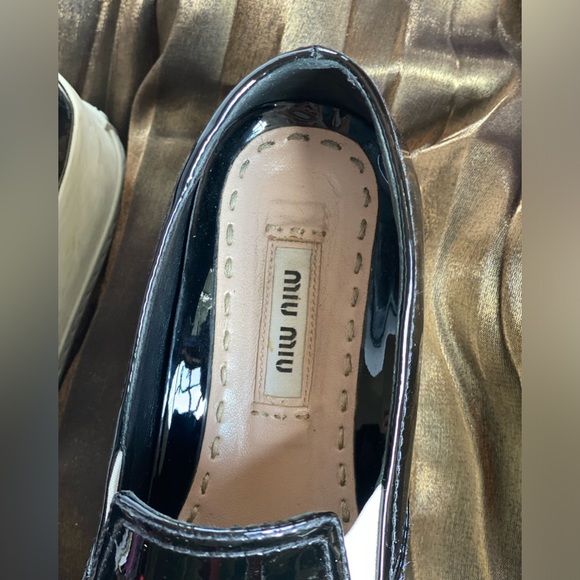➖Miu Miu black patent leather metal cap top sneaker platform pointy toe shoes 🔗 - Picture 7 of 9